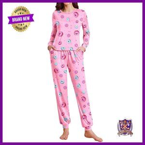 Soft Long Sleeve Pajama Set with Jogger Pants Women's Sleepwear XS-XXL